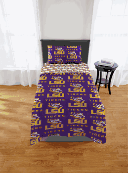 NCAA LSU Tigers Tigers Twin Rotary Bed In A Bag Set