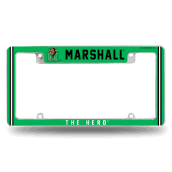 Marshall Thundering Herd Classic 12" x 6" Chrome All Over Automotive License Plate Frame