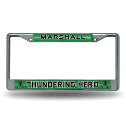 Marshall Thundering Herd Classic 12" x 6" Silver Bling Chrome Car/Truck/SUV Auto Accessory