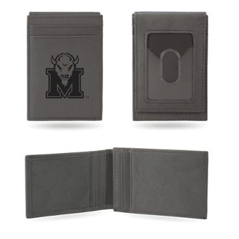 Marshall Thundering Herd Gray Laser Engraved Front Pocket Wallet