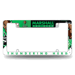 Marshall Thundering Herd Primary 12" x 6" Chrome All Over Automotive License Plate Frame