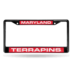 Maryland Terrapins Black 12" x 6" Black Laser Cut Chrome Frame
