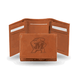 Maryland Terrapins  Brown Embossed Genuine Leather Tri-Fold Wallet