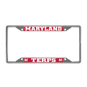 Maryland Terrapins Chrome Metal License Plate Frame, 6.25in x 12.25in