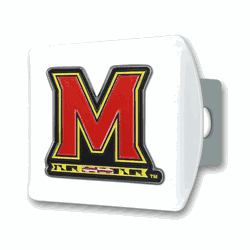 Maryland White Metal Hitch Cover with  3D Color Emblem