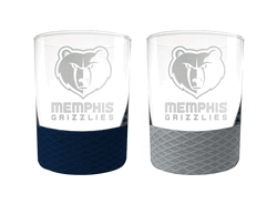 Memphis Grizzlies 2pc Laser Etched Commissioner Rocks Glass Set