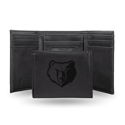 Memphis Grizzlies Black Laser Engraved Faux Leather Trifold