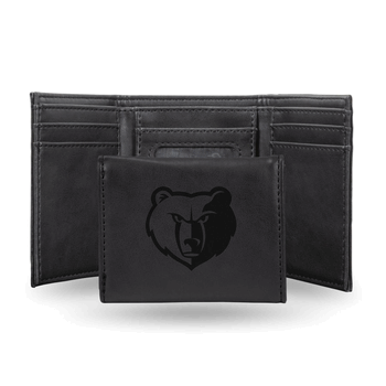 Memphis Grizzlies Black Laser Engraved Faux Leather Trifold