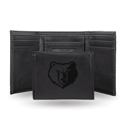 Memphis Grizzlies Black Laser Engraved Tri-Fold Wallet