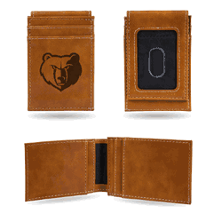 Memphis Grizzlies Brown Laser Engraved Front Pocket Wallet