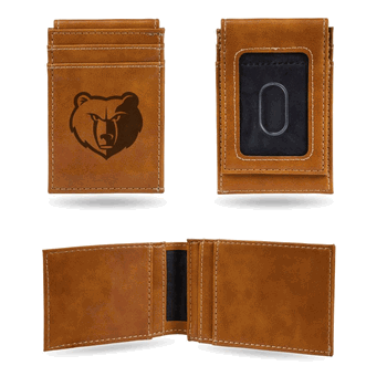Memphis Grizzlies Brown Laser Engraved Front Pocket Wallet