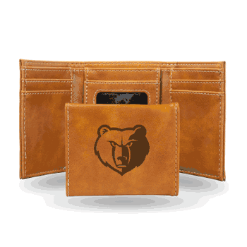 Memphis Grizzlies Brown Laser Engraved Tri-Fold Wallet