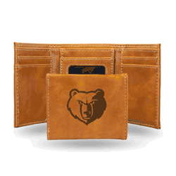 Memphis Grizzlies Brown Laser Engraved Tri-Fold Wallet
