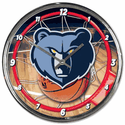 Memphis Grizzlies Clock Round Wall Style Chrome