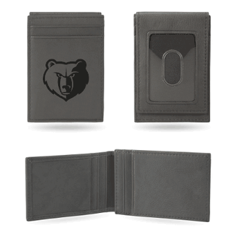 Memphis Grizzlies Gray Laser Engraved Front Pocket Wallet
