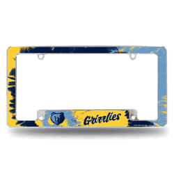 Memphis Grizzlies Tie Dye 12" x 6" Chrome All Over Automotive License Plate Frame for Car/Truck/SUV