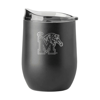 Memphis Tigers 16oz Black Etch Powder Coat Curved Bev