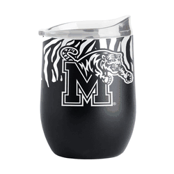 Memphis Tigers 16oz Tiger Stripe Black Powder Coat Curved Bev