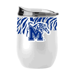 Memphis Tigers 16oz Tiger Stripe White Powder Coat Curved Bev