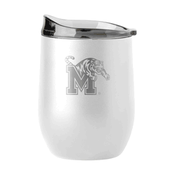 Memphis Tigers 16oz White Etch Powder Coat Curved Bev