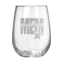 Memphis Tigers 17oz Stemmless Wine Glass