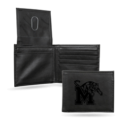 Memphis Tigers Black Laser Engraved Billfold Wallet