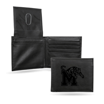 Memphis Tigers Black Laser Engraved Billfold Wallet