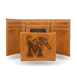 Memphis Tigers Brown Laser Engraved Faux Leather Trifold
