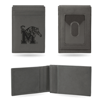 Memphis Tigers Gray Laser Engraved Front Pocket Wallet