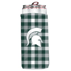 MI State Plaid Insulated Slim Can Sleeve
