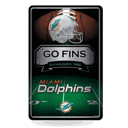 Miami Dolphins 11X17 Large Embossed Metal Wall Sign