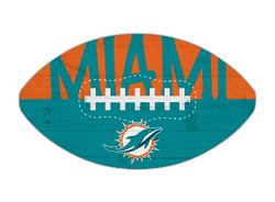 Miami Dolphins 12" Football Cutout Sign with City Name
