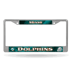 Miami Dolphins  12" x 6" Chrome Frame With Decal Inserts