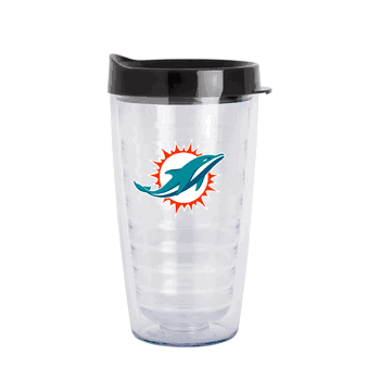 Miami Dolphins 16oz Flipside Dbl Wall Clear Tumbler