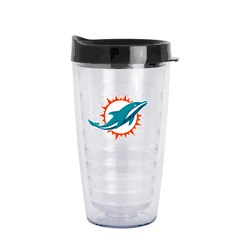 Miami Dolphins 16oz Flipside Dbl Wall Clear Tumbler