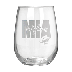 Miami Dolphins 17oz Stemmless Wine Glass