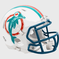 Miami Dolphins 1980 to 1996 Riddell Mini Speed Throwback Helmet