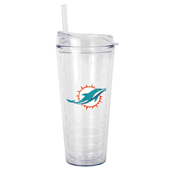 Miami Dolphins 22oz Flipside Dbl Wall Clear Tumbler
