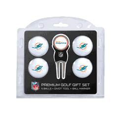 Miami Dolphins 4 Ball Gift Set + Divot Tool & Marker