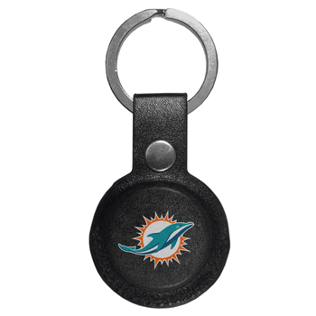Miami Dolphins AirTag Compatible Leather Key Chain