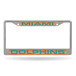Miami Dolphins Alternate 12" x 6" Laser Cut Chrome Frame