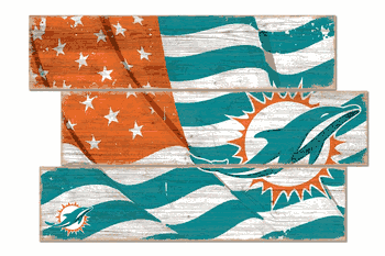Miami Dolphins American Flag 3 Plank