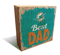 Miami Dolphins Best Dad 6x6 Wood Block