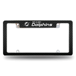 Miami Dolphins Black 12" x 6" Chrome All Over Automotive License Plate Frame