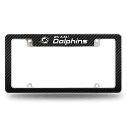 Miami Dolphins Black 12" x 6" Chrome All Over Automotive License Plate Frame for Car/Truck/SUV