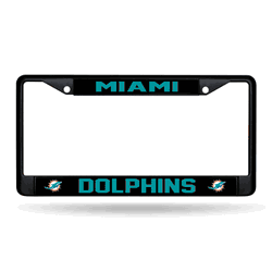 Miami Dolphins  Black Chrome Frame with Decal Inserts 12" x 6" Car/Truck Auto Accessory