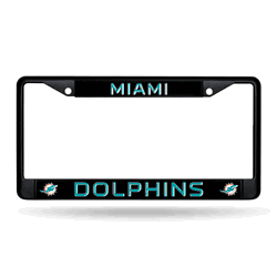 Miami Dolphins  Black Chrome Frame with Plastic Inserts 12" x 6" Car/Truck Auto Accessory