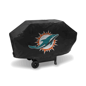 Miami Dolphins Black Deluxe Vinyl Grill Cover - 68