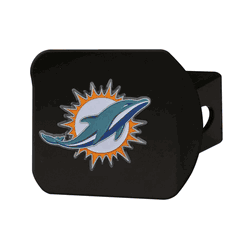 Miami Dolphins Black Metal Hitch Cover - 3D Color Emblem