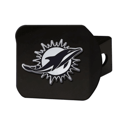 Miami Dolphins Black Metal Hitch Cover with Metal Chrome 3D Emblem